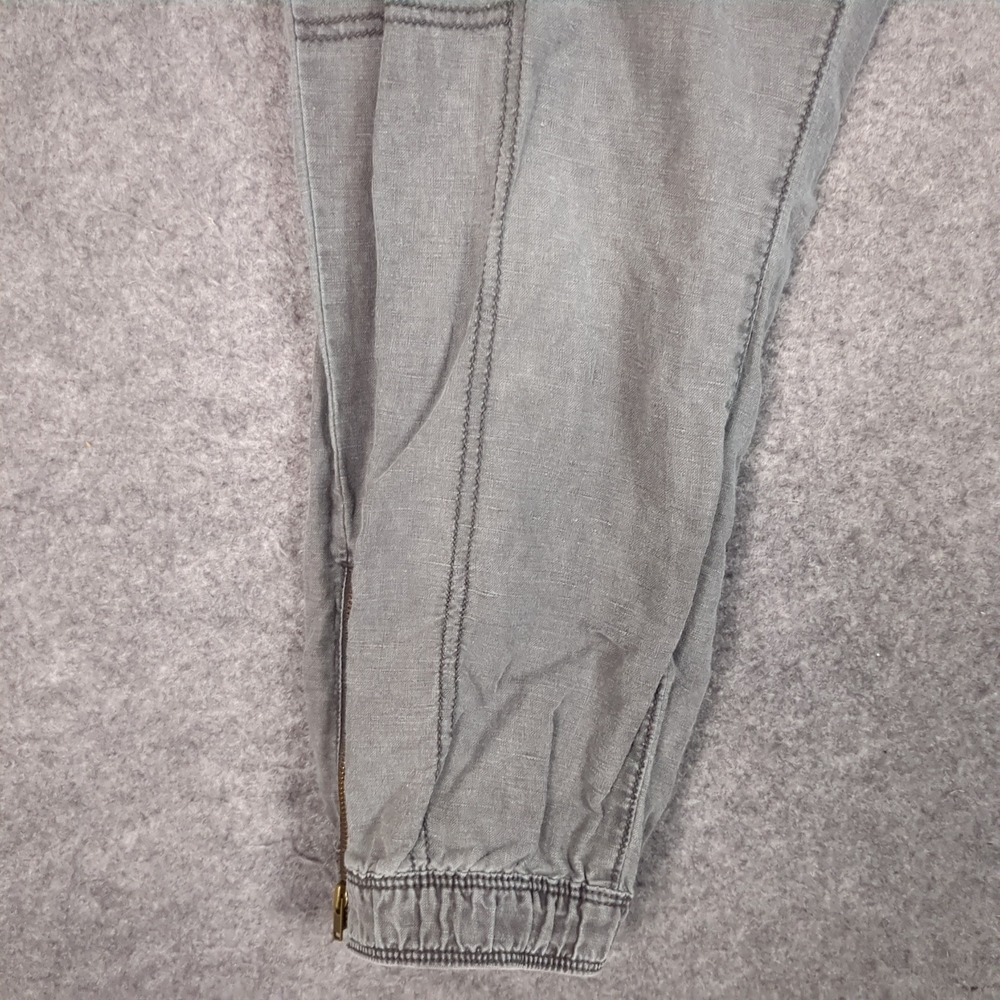 American Eagle Gray Linen Blend Jogger Pants Womens 12 Short Utility Zip Cuff - Picture 3 of 15
